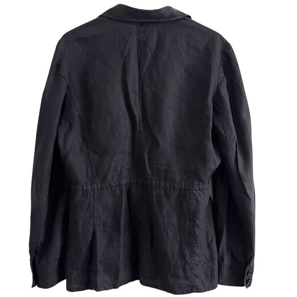 Vintage 100% Linen Lightweight Jacket 12 Black Old Money Preppy Nautical - Picture 2 of 11
